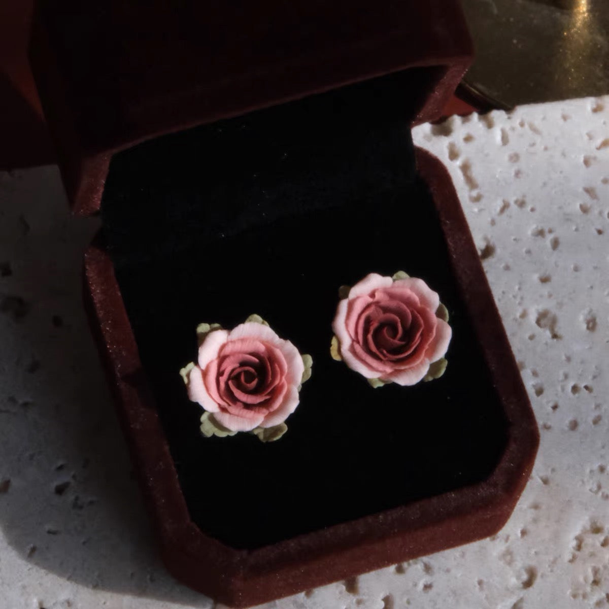 Rose Clay Ear Studs