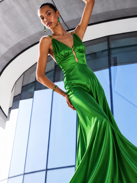 Emerald Satin Dress